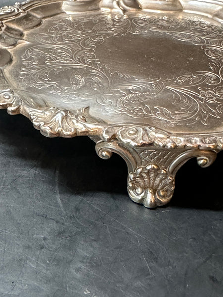 English Sterling Silver Salver Tray. London 1845. James Edwards. 8" Diameter