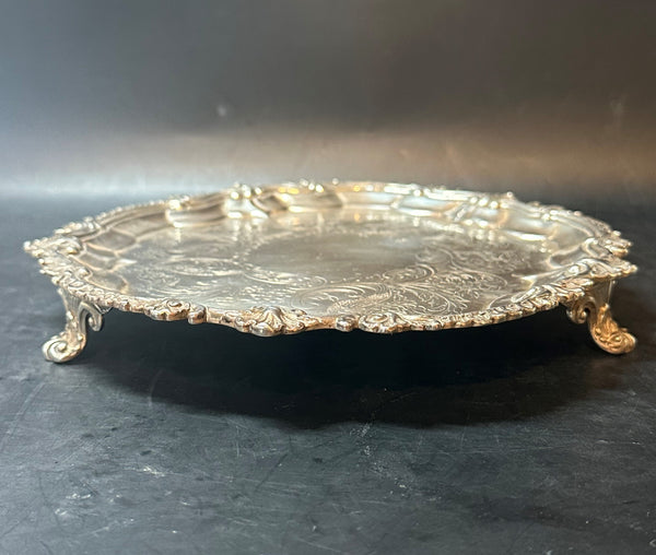 English Sterling Silver Salver Tray. London 1845. James Edwards. 8" Diameter
