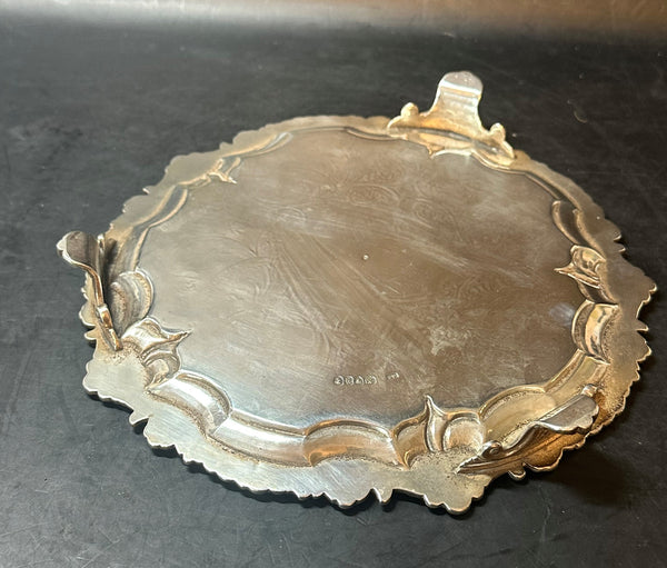 English Sterling Silver Salver Tray. London 1845. James Edwards. 8" Diameter