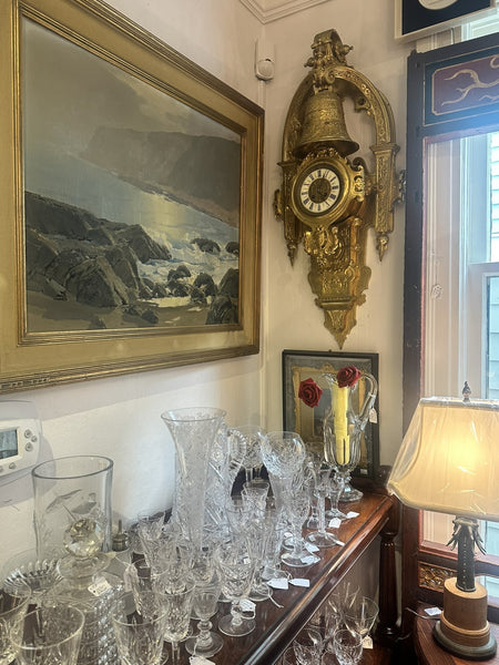 Large French Cartel Wall Clock. Gilt Bronze Case. Enamel Dial. 19th C. 36" H