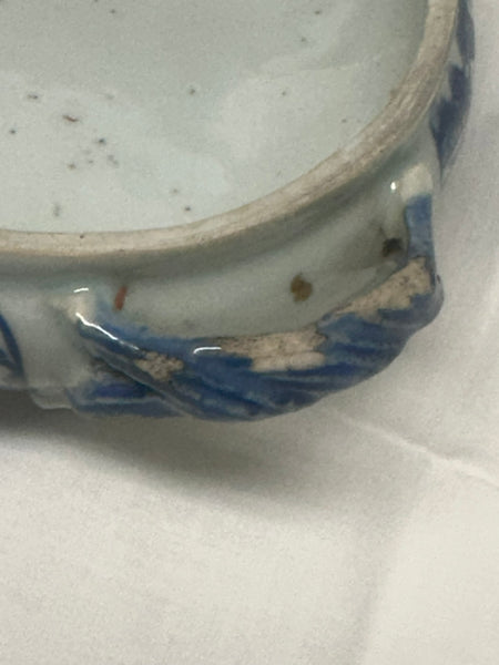 Warming Dish with Liner. Chinese Canton Blue and White Porcelain. 19th Century