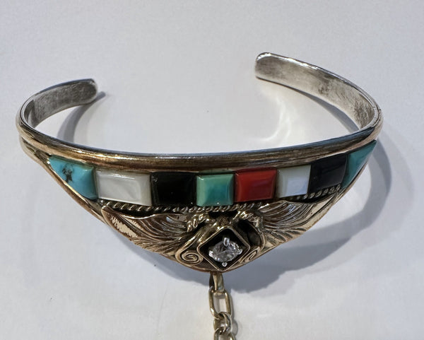 Bracelet and Ring Combination. S. Ray Sterling, CZ, Turquoise. 6.25 Ring Size
