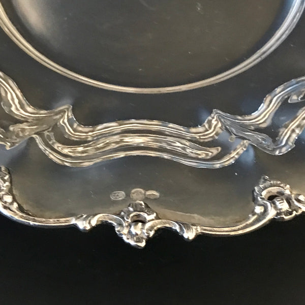French 800 Silver Serving Bowl. Fluted Bowl with Raised Pierced Border. 11" D