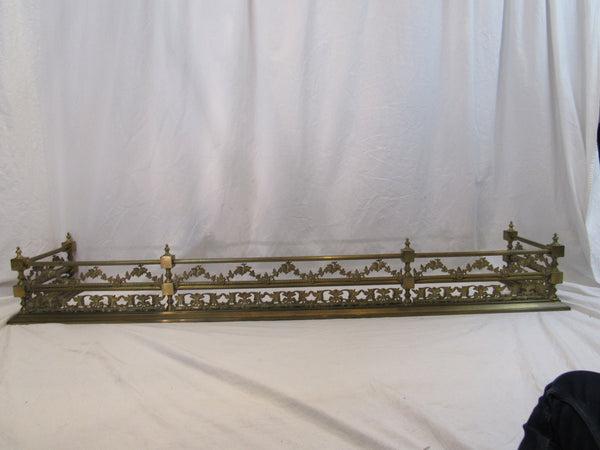 French Brass Fireplace Fender 19th Century. Pierced Grapes and Leaves