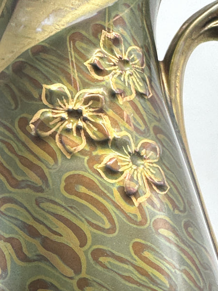 Art Nouveau Royal Vienna Vase. Portrait of Woman. Green and Gold Ground. 9"