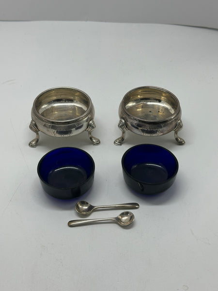 Pair Salt Cellars Georgian Period English Sterling Silver. London 1754.