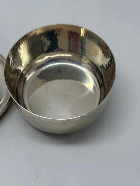 Circular Box. Old Newbury Crafters Sterling with Cloisonne-Style Enamel Top.