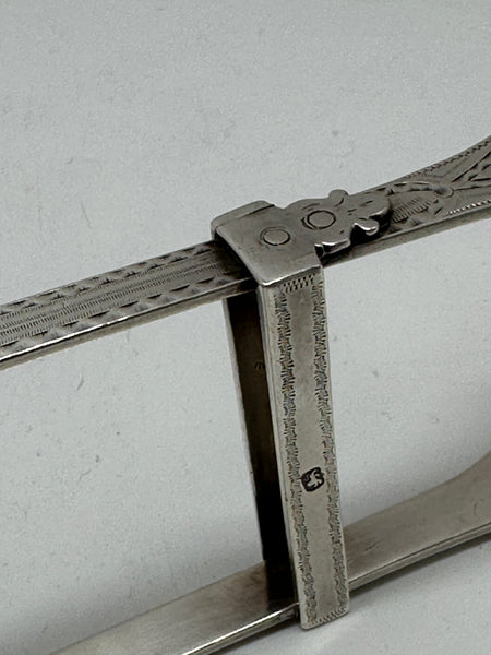 Asparagus Tongs. Georgian Period English Sterling Silver. Bright Cut. 10 1/4"