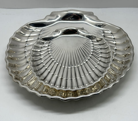 Two Gorham Sterling Silver Shell Shaped Footed Serving Dishes. 40617 and 42677