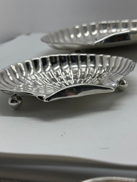 Two Gorham Sterling Silver Shell Shaped Footed Serving Dishes. 40617 and 42677