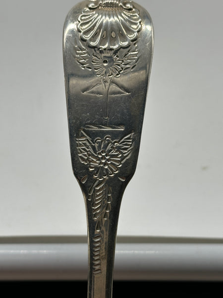 Pair Repousse Spoons. Scottish Sterling. Edinburgh 1822 Hallmarks. John Heron.