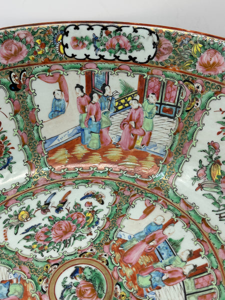 16" Punch Bowl. Chinese Porcelain Rose Medallion. Late 19th Century. Circa 1880
