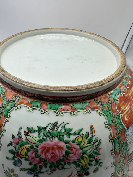 16" Punch Bowl. Chinese Porcelain Rose Medallion. Late 19th Century. Circa 1880