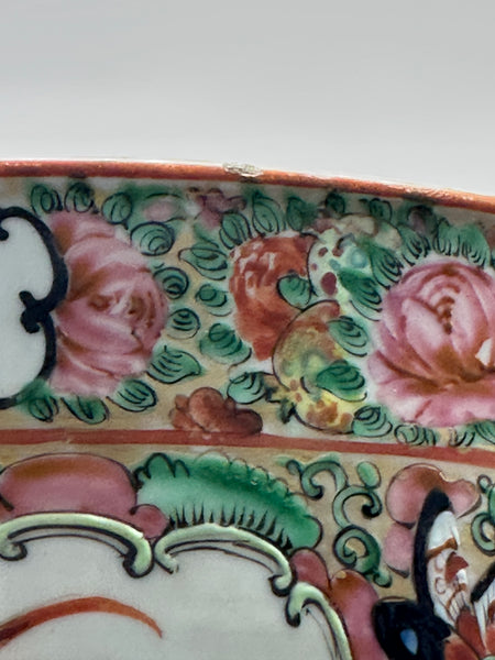 16" Punch Bowl. Chinese Porcelain Rose Medallion. Late 19th Century. Circa 1880
