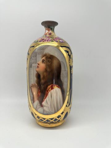 8 3/4" Vase. Late 19th or Early 20th Art Nouveau Porcelain Beehive Mark. Vienna