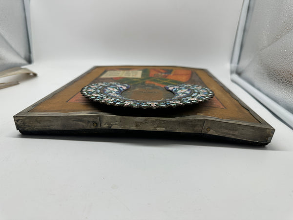 Russian Icon. Painted Wood Panel Sterling Frame and Enameled Halo. Morozov 1888.