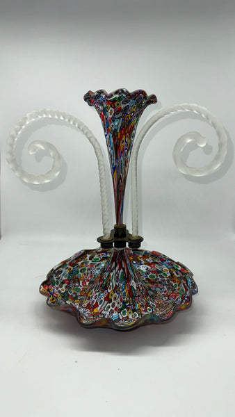 Italian Murano Milliefiori Glass Epergne. 20th Century. 11.5" H