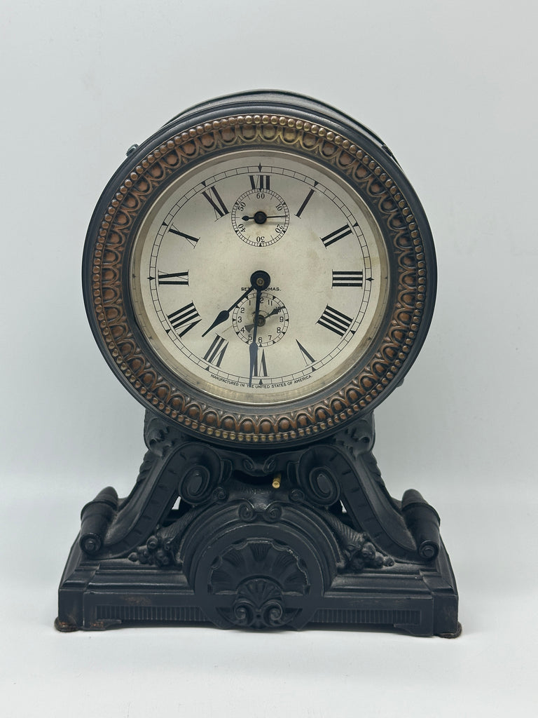 Seth Thomas Alarm Clock. Cast Metal Case. Eight Day. Circa 1905. 9" H