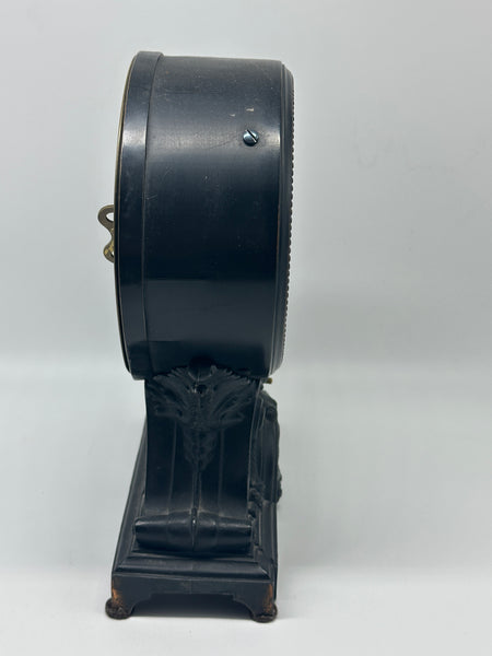 Seth Thomas Alarm Clock. Cast Metal Case. Eight Day. Circa 1905. 9" H