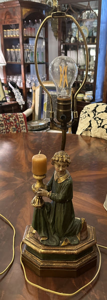 Pair Lamps. Italian Carved Wood and Gesso Angel Figures. 18th Century. 25" H