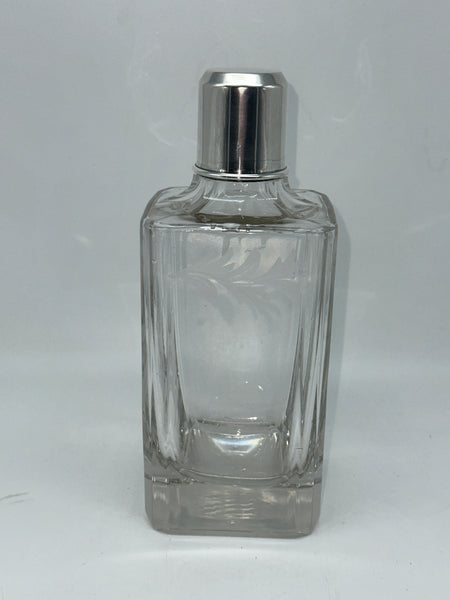 Vintage Decanter. Etched Glass and Sterling Top. Rye or Wheat Motif. 8 1/2" H