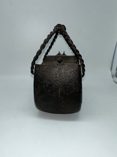 Japanese Iron Tetsubin Tea Pot. Twisted Handle. Cherry Blossom Motif.