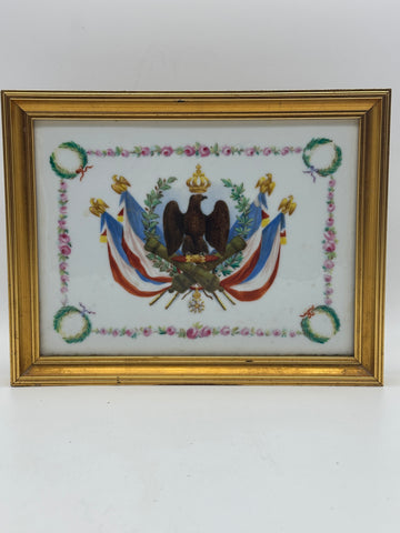 French Porcelain Plaque. Imperial Coat of Arms and Eagle 1st Empire. Circa 1875