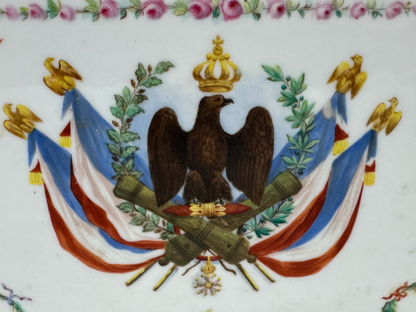 French Porcelain Plaque. Imperial Coat of Arms and Eagle 1st Empire. Circa 1875