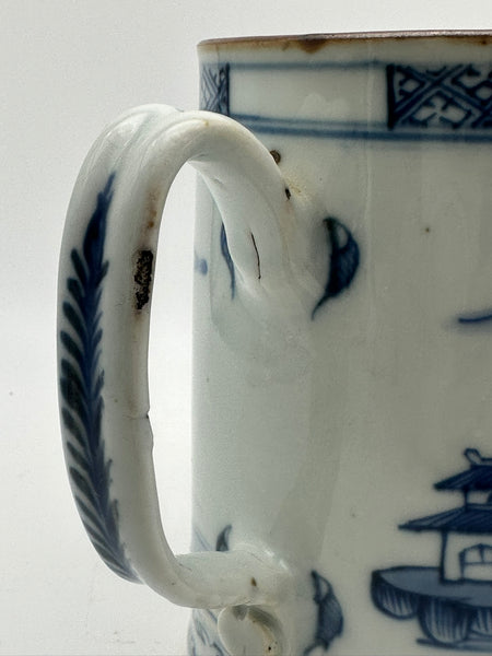 Large Mug. Chinese Blue and White Porcelain. 18th Century. 5 1/2" Height
