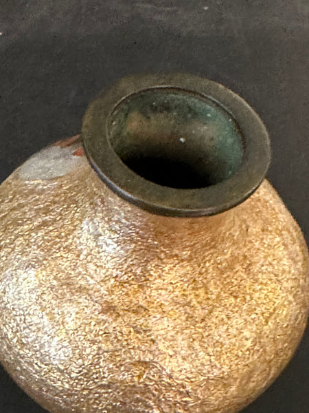 Small Japanese Ginbari Cloisonne Vase. Bird Motif. 2 3/8" H