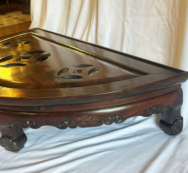 Foot Stool. Chinese Rosewood. Pierced Top. Qing 19th Century. 38 1/2" x 19" x7"