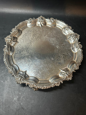 English Sterling Silver Salver Tray. London 1845. James Edwards. 8" Diameter