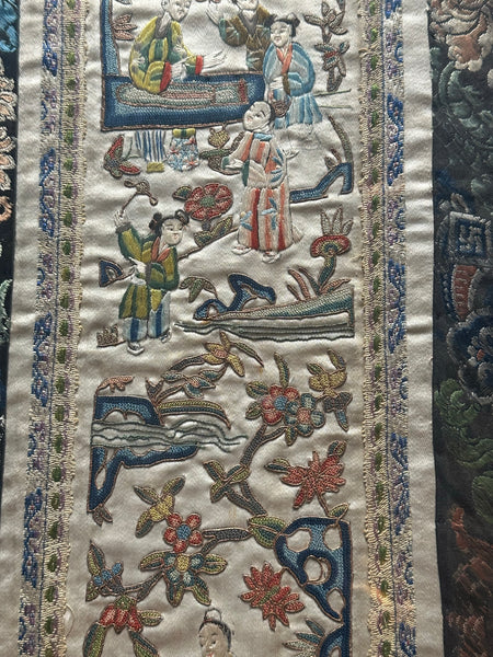 Chinese Embroidery. Peking Forbidden Stitch. Framed with Borders. Qing.