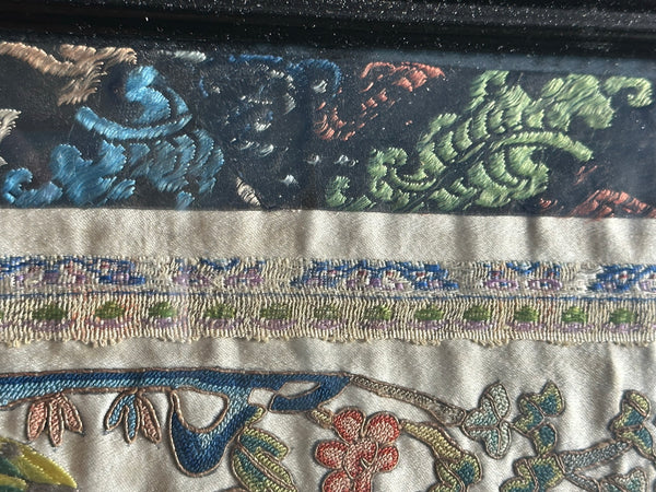 Chinese Embroidery. Peking Forbidden Stitch. Framed with Borders. Qing.
