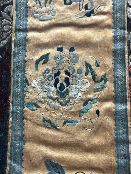 Chinese Embroidery. Framed with Border. Qing. 21 1/2" x 7"