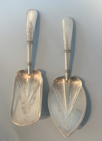 Two 19th Century Gorham Sterling Serving Pieces. Engraved. Old Mark. R Monogram