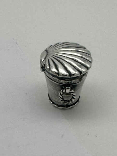 Small Casket Shaped Pill Box. Dutch .833 Silver. 1 1/2" x 1 1/8" x 1 1/8" H