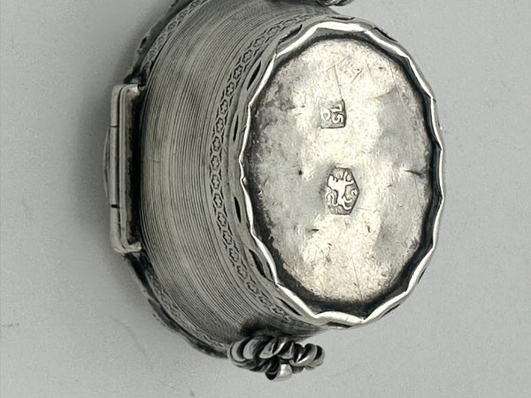 Small Casket Shaped Pill Box. Dutch .833 Silver. 1 1/2" x 1 1/8" x 1 1/8" H