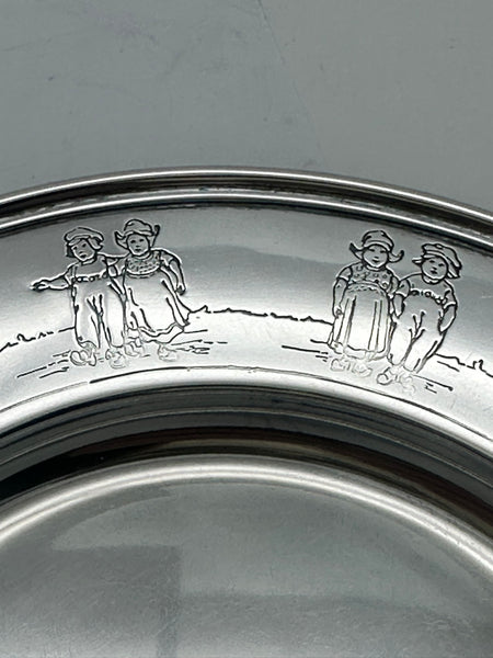 Child's Plate. Gorham Co. Sterling Silver. Dutch Motif. 6 3/8" Diameter
