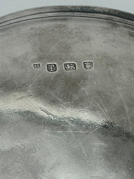 Footed Salver Tray. English Sterling Silver. London 1821 Hallmark. 8 1/2"