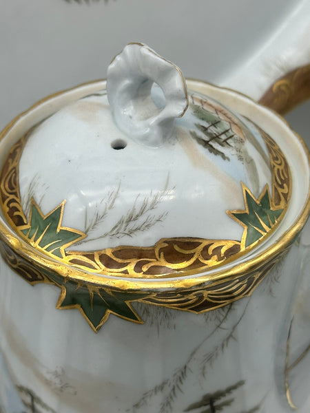 Russian Porcelain Demitasse Set for Eight with Tray. Kuznetsov. Late 19th C
