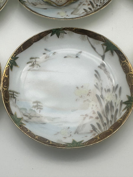Russian Porcelain Demitasse Set for Eight with Tray. Kuznetsov. Late 19th C