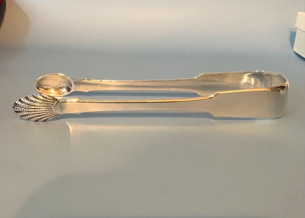 Georgian Period Scottish Sterling Silver Sugar Tongs. Shell Tips. Edinburgh 1823