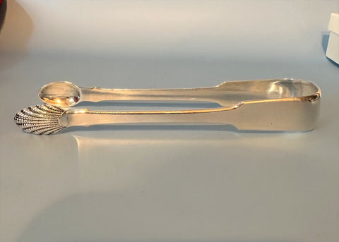 Georgian Period Scottish Sterling Silver Sugar Tongs. Shell Tips. Edinburgh 1823