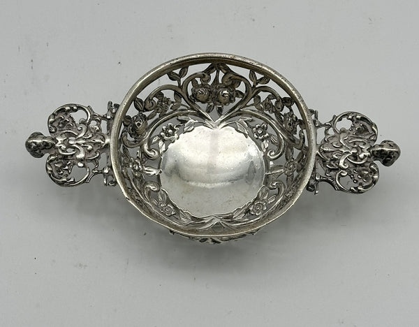 Handled Bon Bon or Nut Dish. English Sterling Silver. Pierced. London 1895