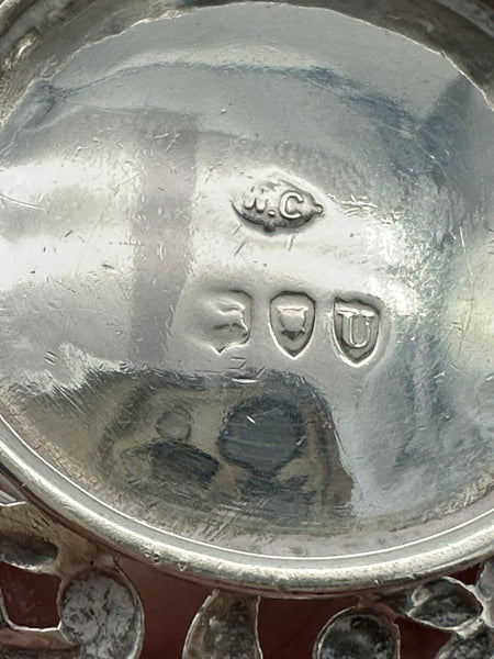 Handled Bon Bon or Nut Dish. English Sterling Silver. Pierced. London 1895