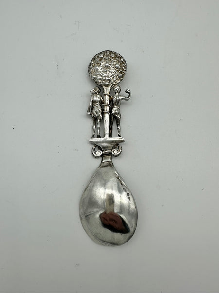 Tea Caddy Spoon. Sterling Silver English Chester 1904 Import. Adam and Eve