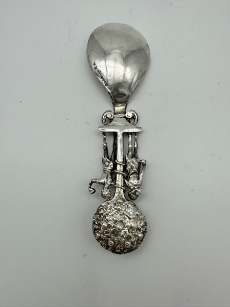 Tea Caddy Spoon. Sterling Silver English Chester 1904 Import. Adam and Eve