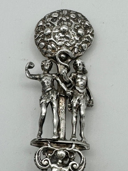 Tea Caddy Spoon. Sterling Silver English Chester 1904 Import. Adam and Eve