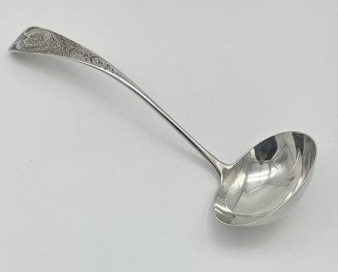 Soup Ladle. American Sterling Silver. Bright Cut Aesthetic Movement. 13"